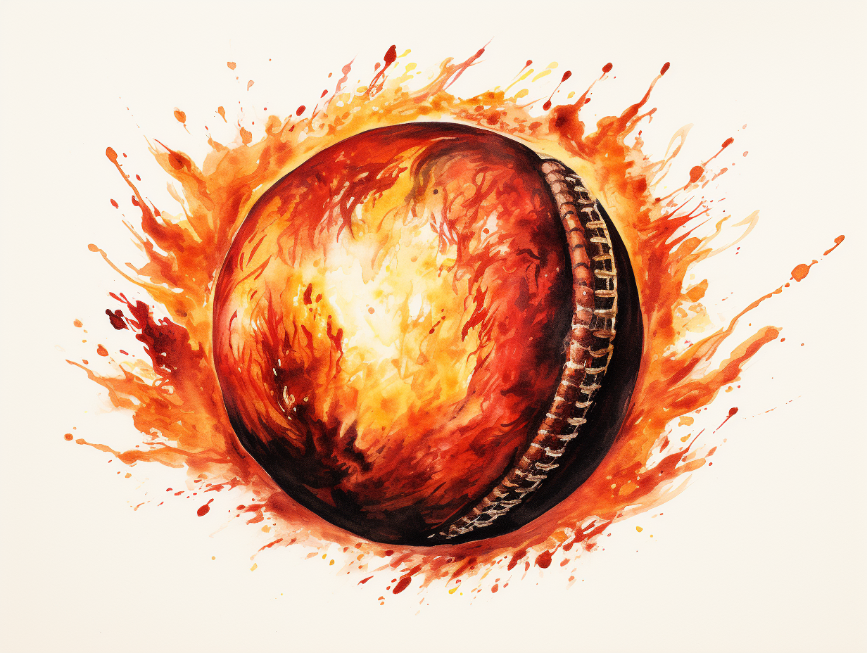 Cricket Ball on Fire Illustration