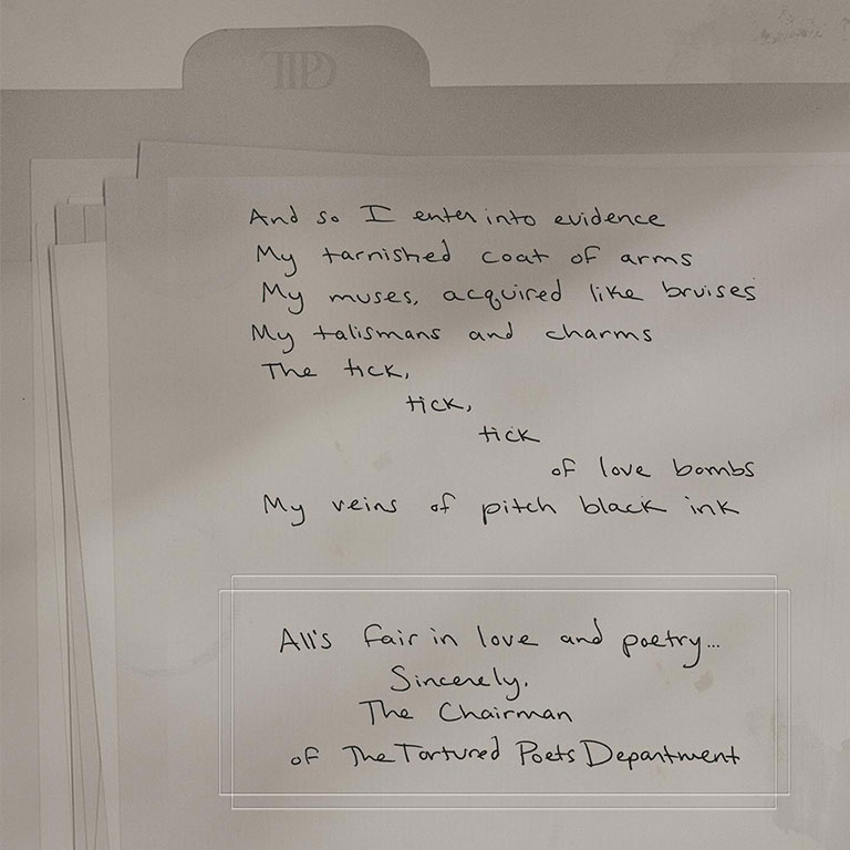 Hand-written poetry on a page
