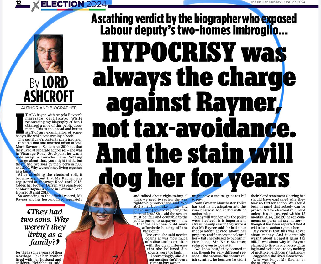 A newspaper headline, text and an image of the subject of the article.