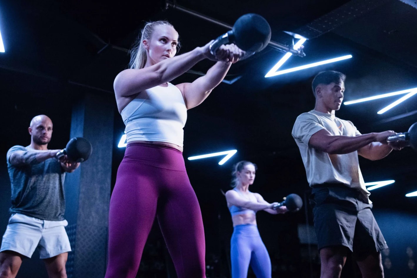 An exercise class underway in a smart gym. 