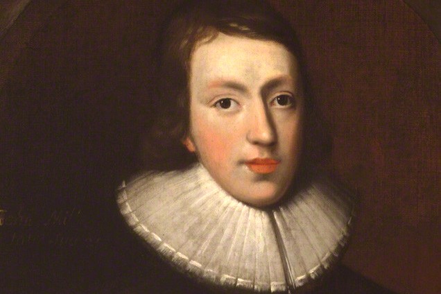 A painting of a young John Milton wearing a neck ruff.