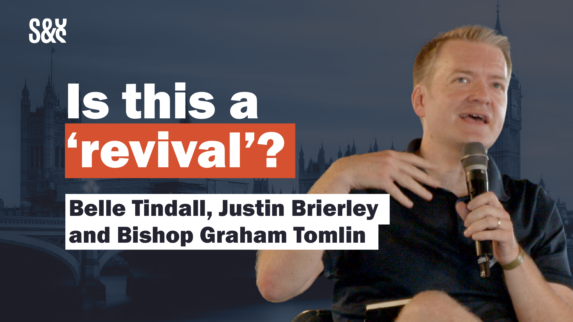 A video caption card show a speaker holding a mike and the text 'Is this a revival?'