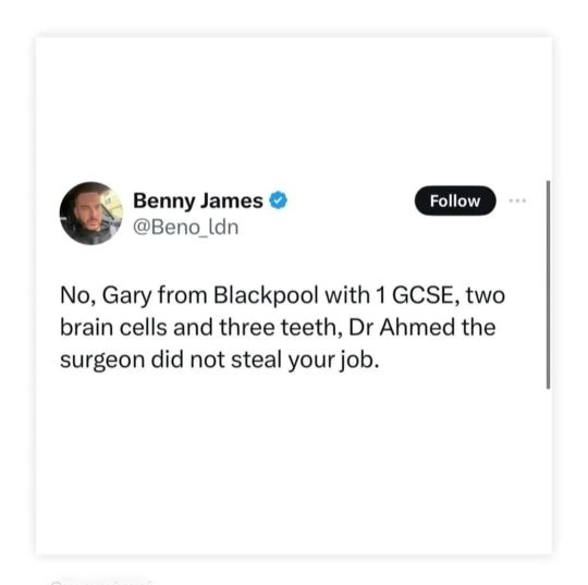 A screenshot of a tweet.