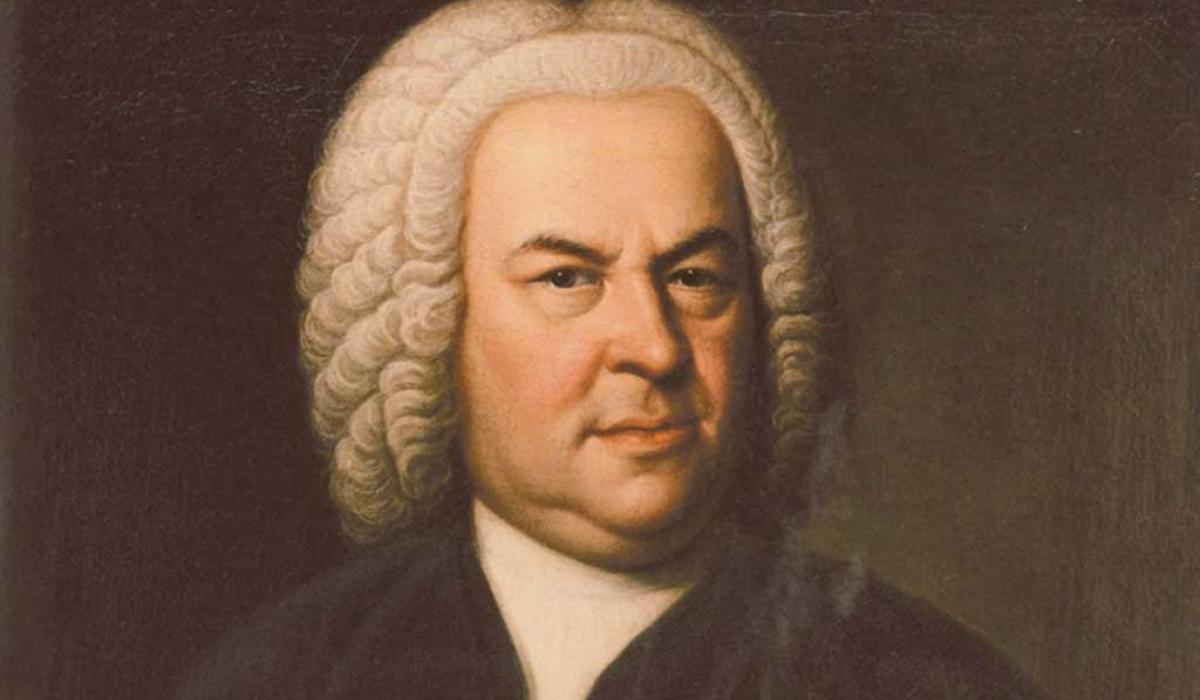 A painting of a 18th century man who wears a wig, white neckerchief and dark collarless coat.