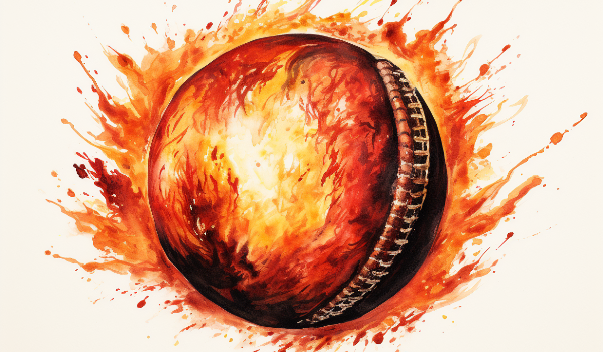 Cricket Ball on Fire Illustration
