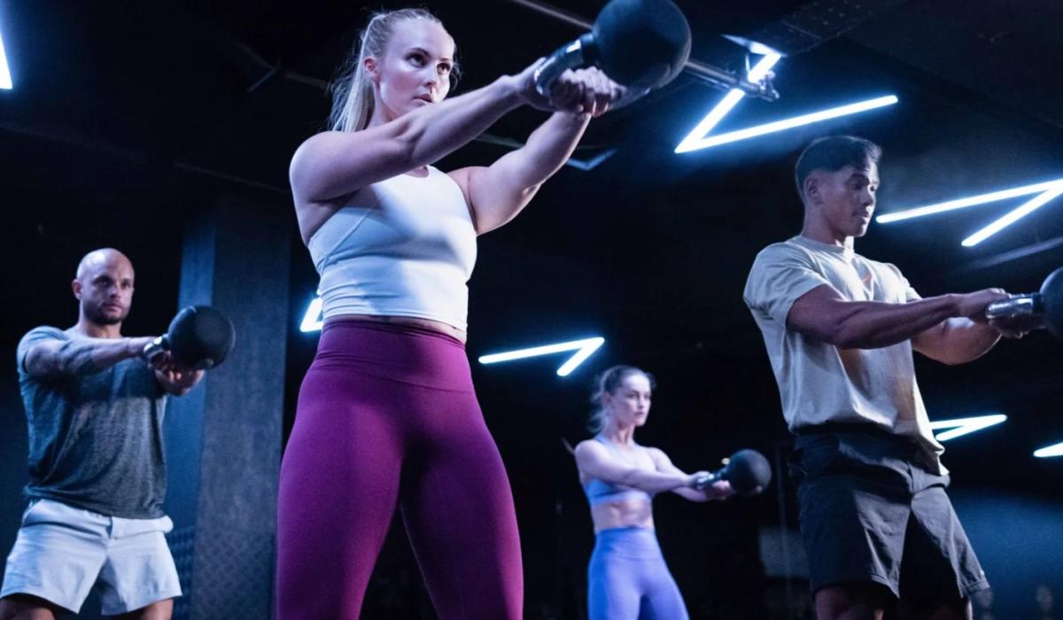 An exercise class underway in a smart gym. 