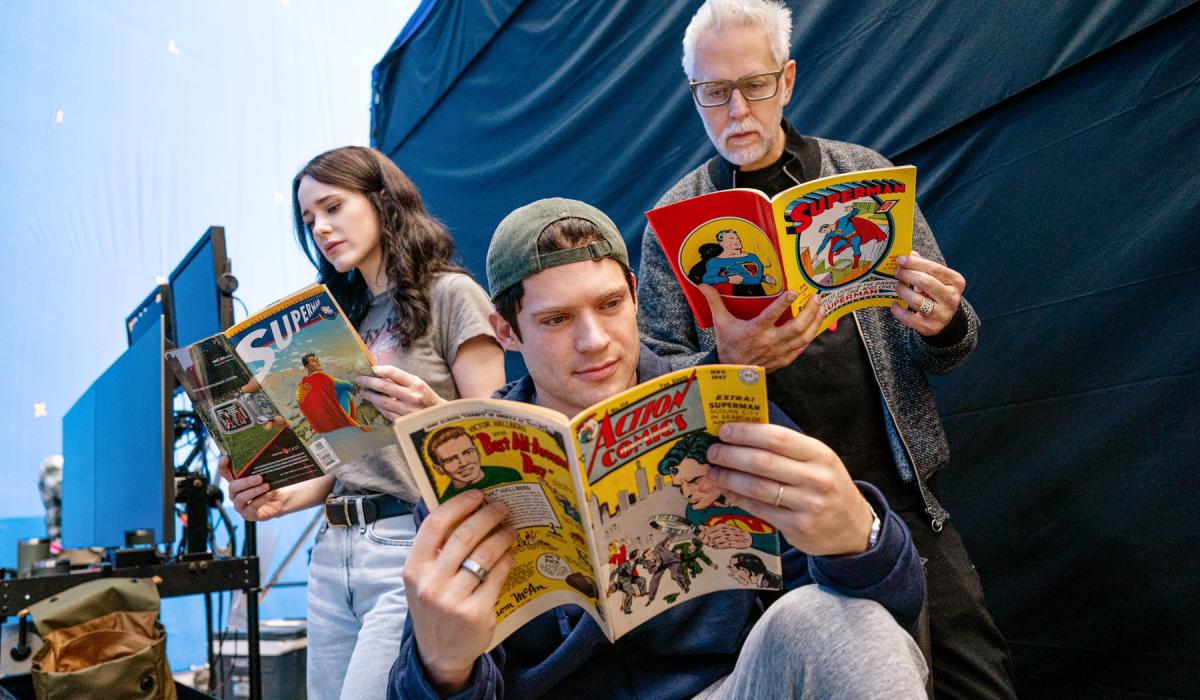 A film crew read old comics on set.