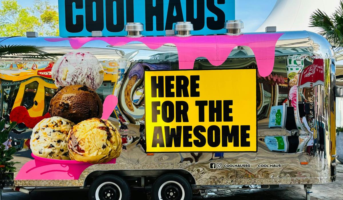 A colourful street food van