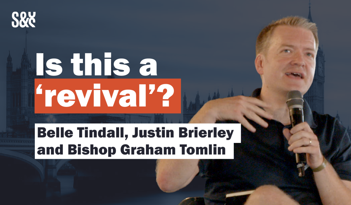A video caption card show a speaker holding a mike and the text 'Is this a revival?'