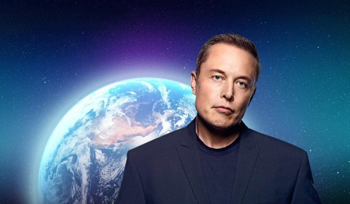 Elon Musk, in front of a glowing moon.