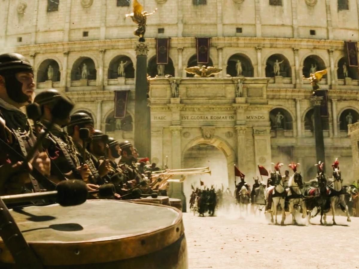 Chariots thunder into a Roman amphitheatre.