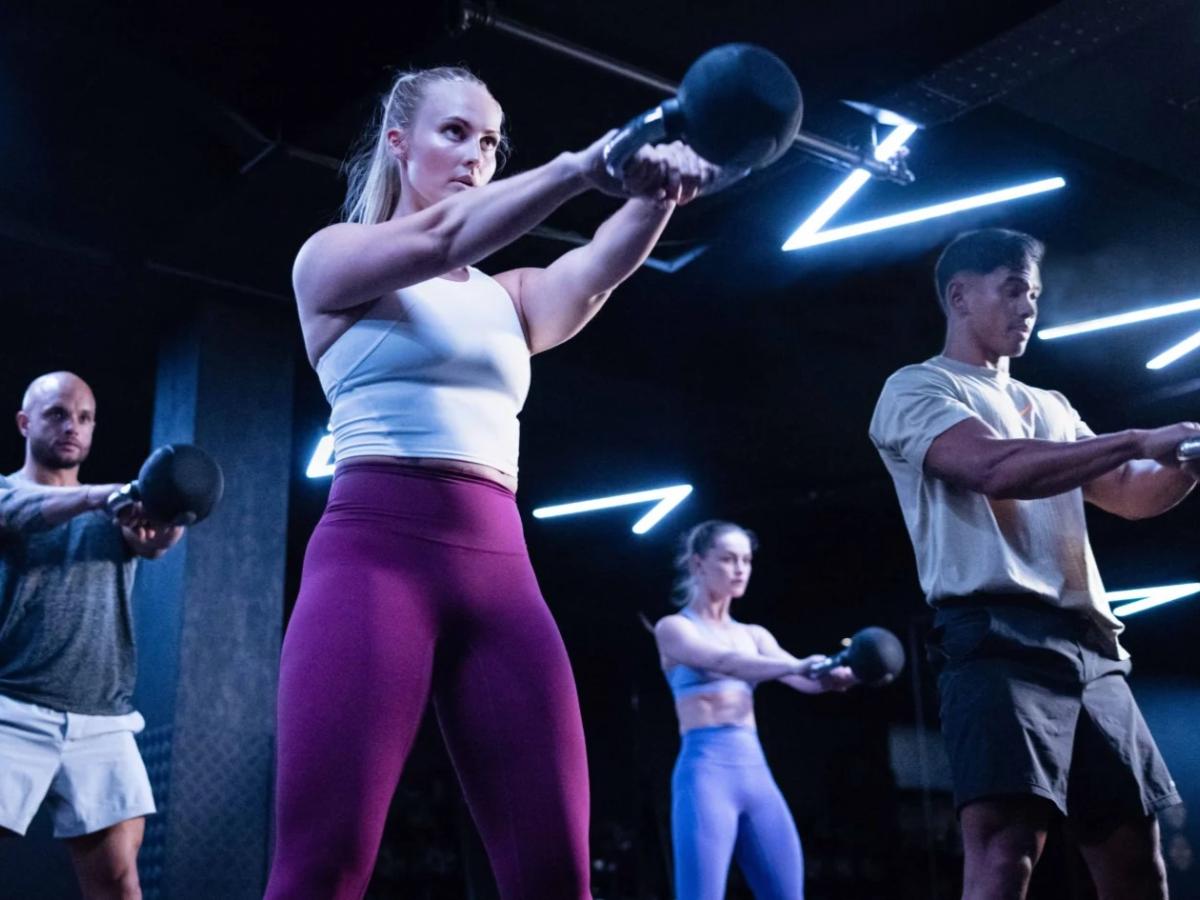 An exercise class underway in a smart gym.
