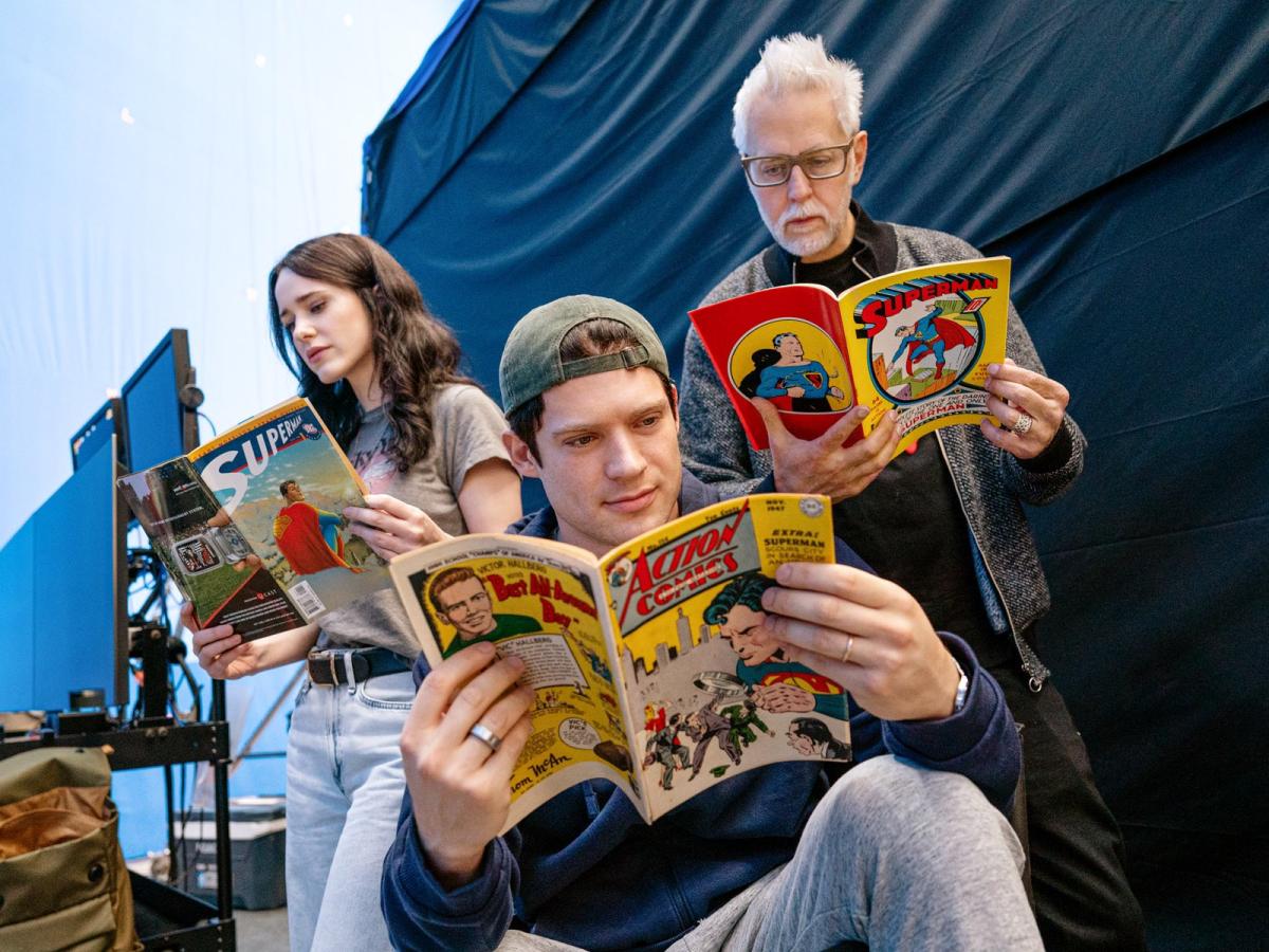 A film crew read old comics on set.