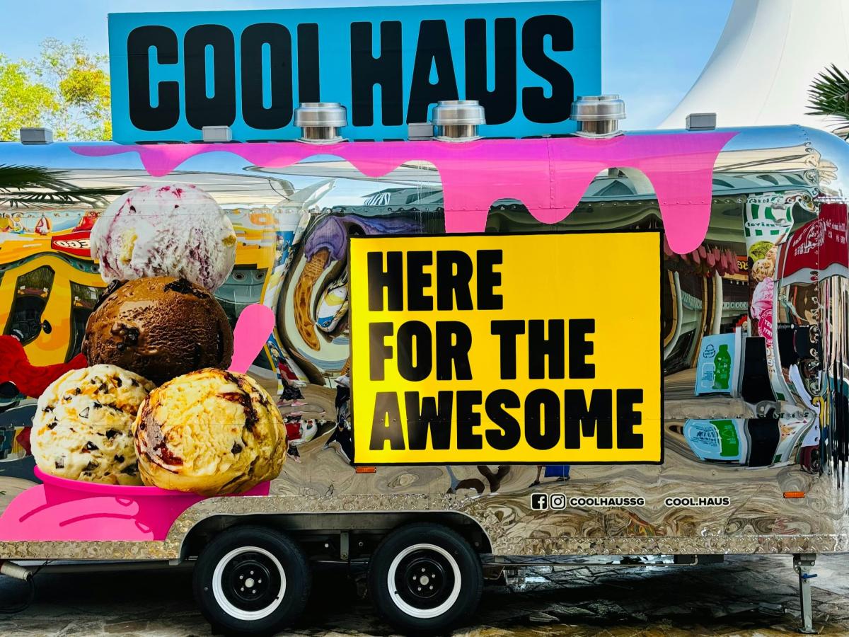A colourful street food van
