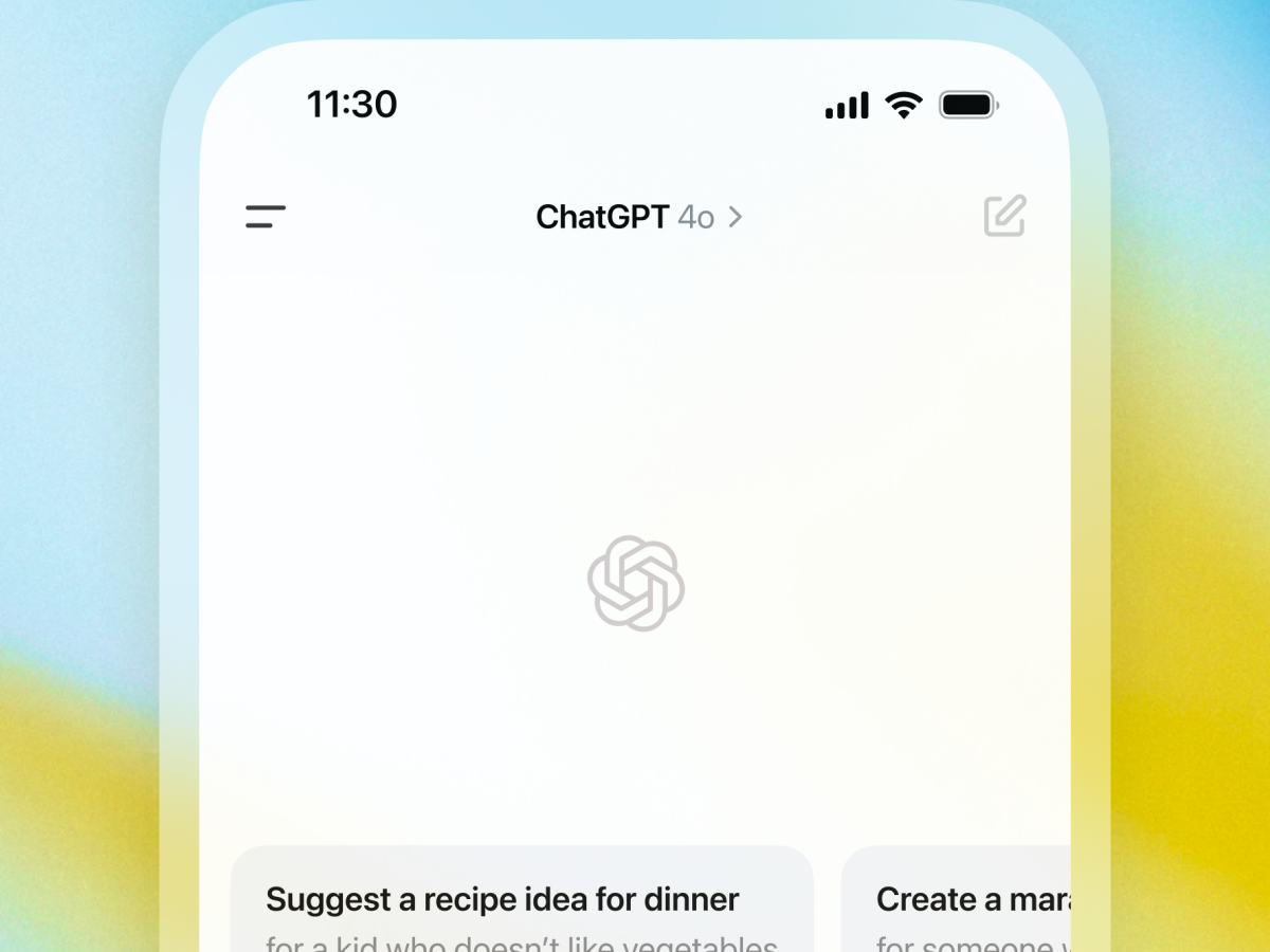 A home screen for the ChatGPT app shows its logo.