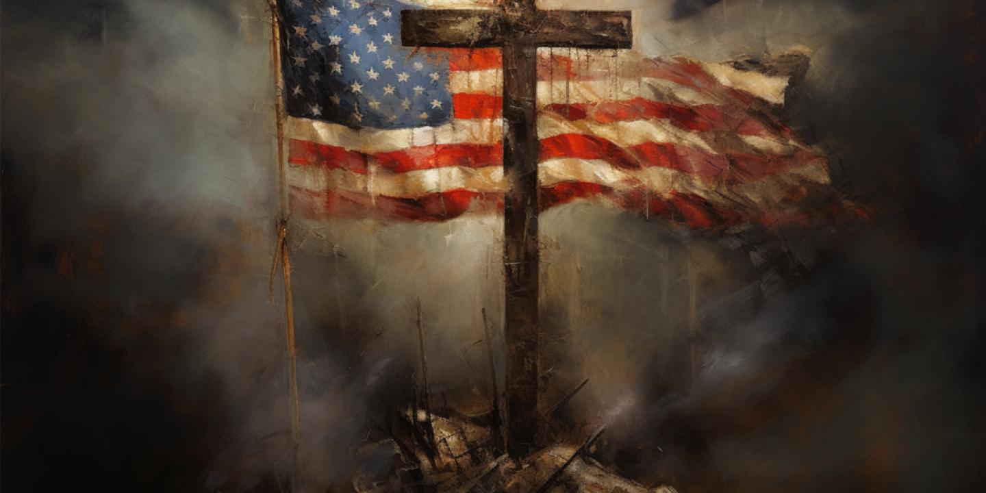 Premium AI Image  A cross with the american flag on it