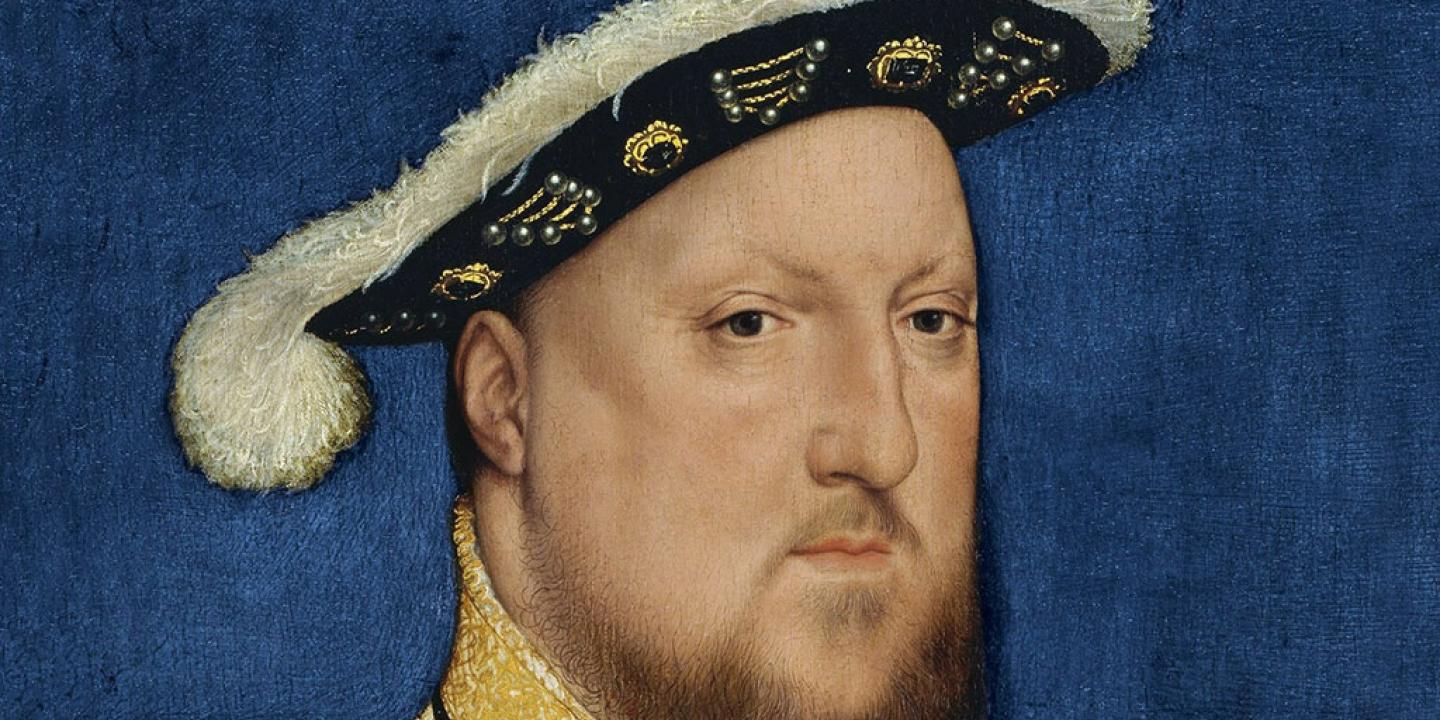 King Henry VII, wearing a hat, stares away, in a portrait.