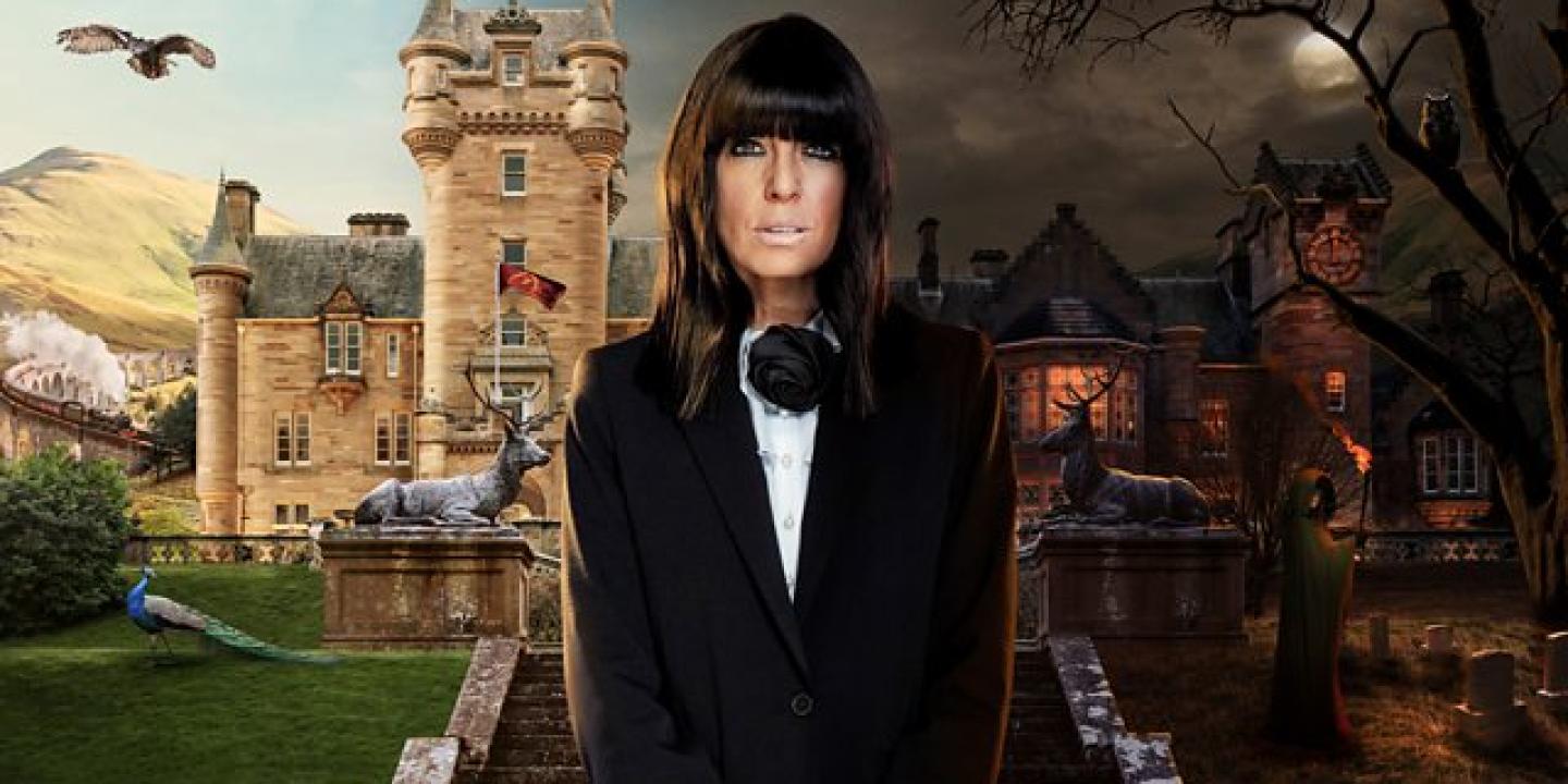 A montage shows a Scottish castle, the host of the V show the Traitors and a dark scary scene.
