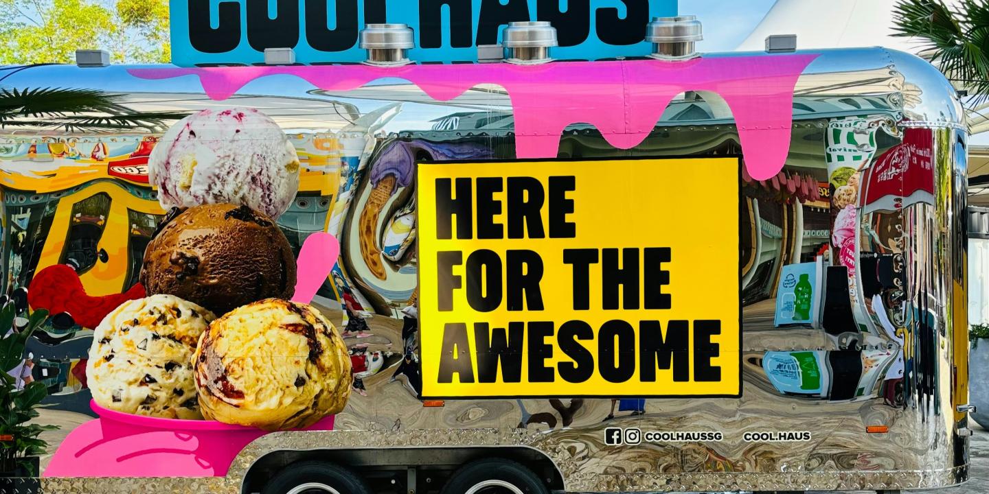 A colourful street food van