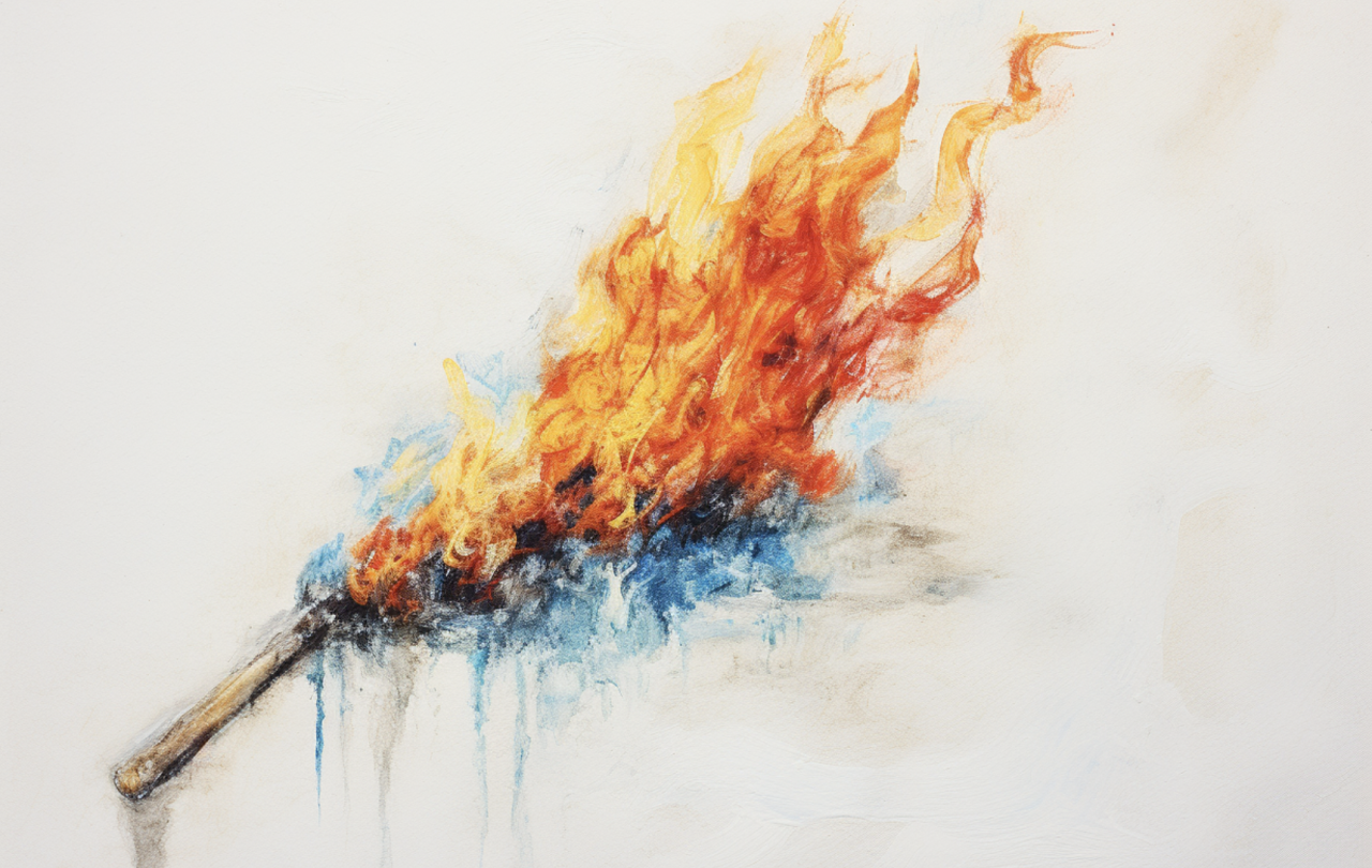 Illustration of a burning wick