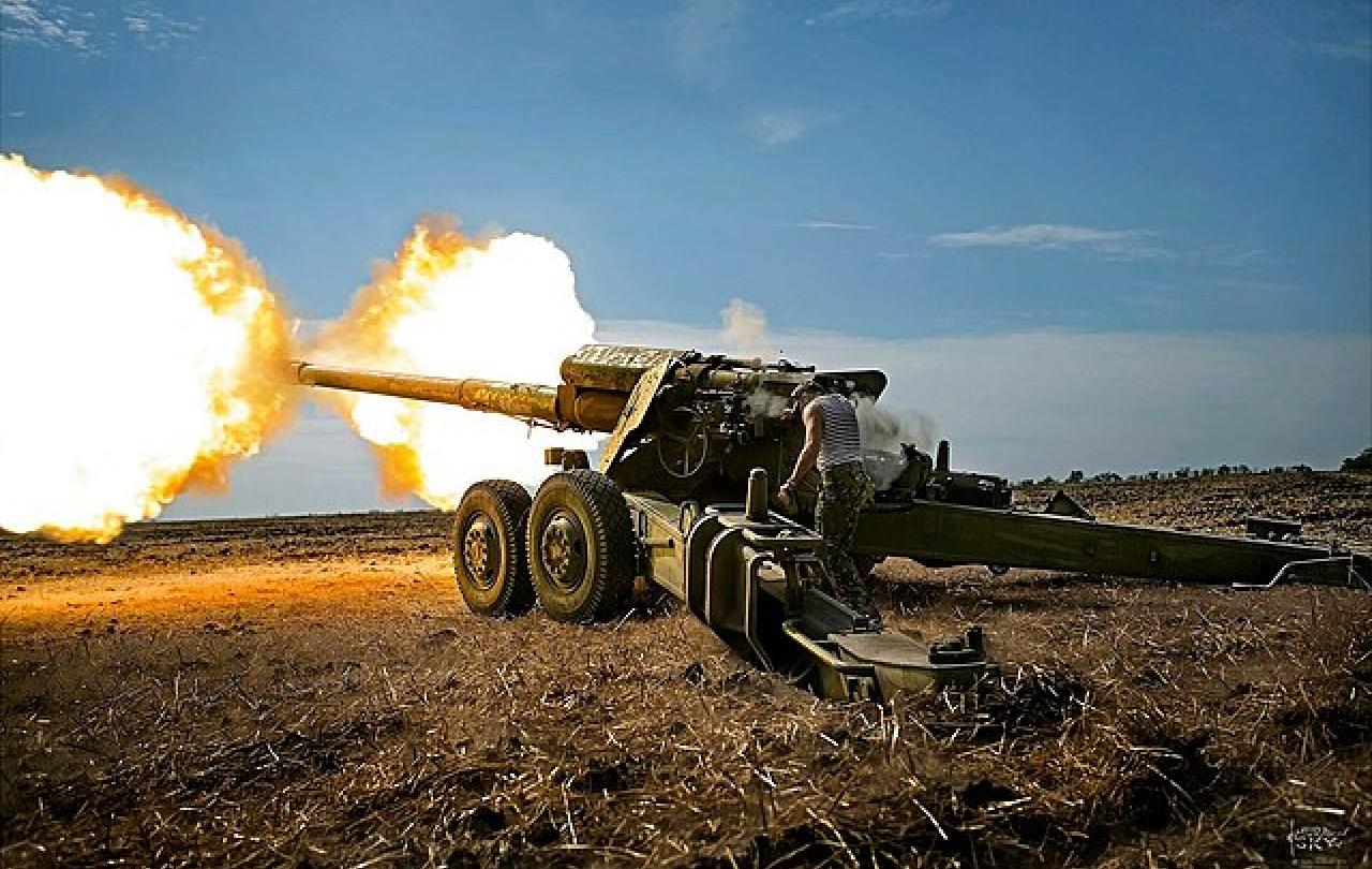 Anti-aircraft shells firing out of gun