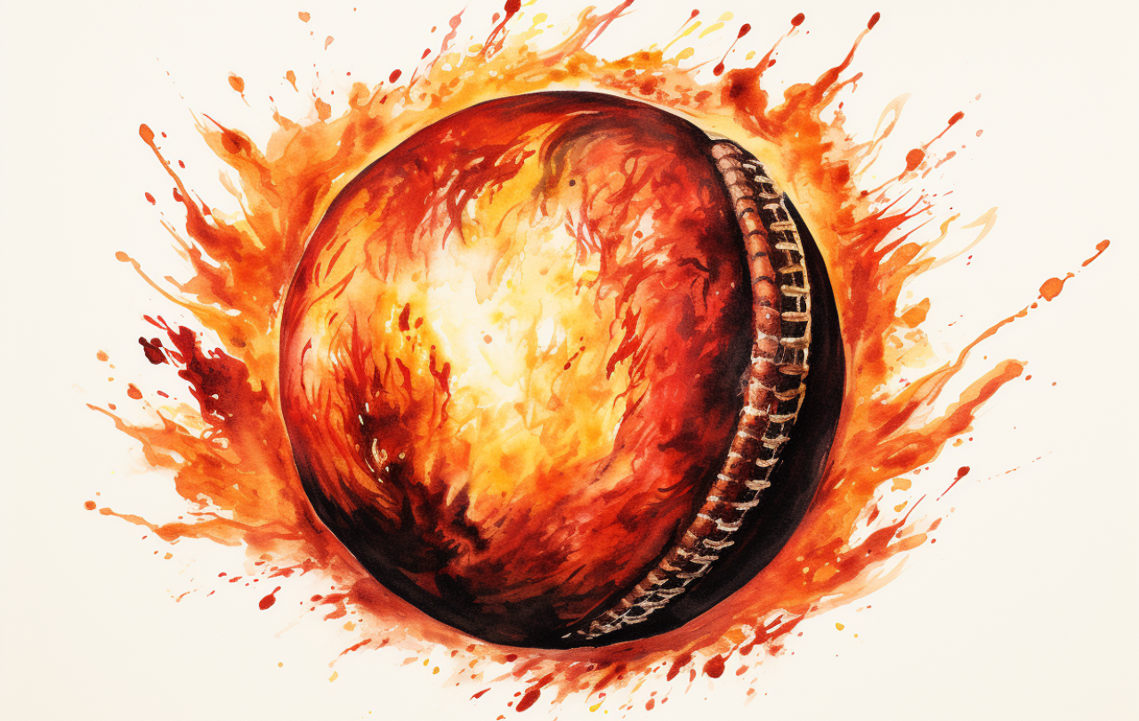 Cricket Ball on Fire Illustration