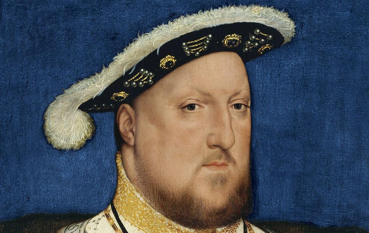 King Henry VII, wearing a hat, stares away, in a portrait.
