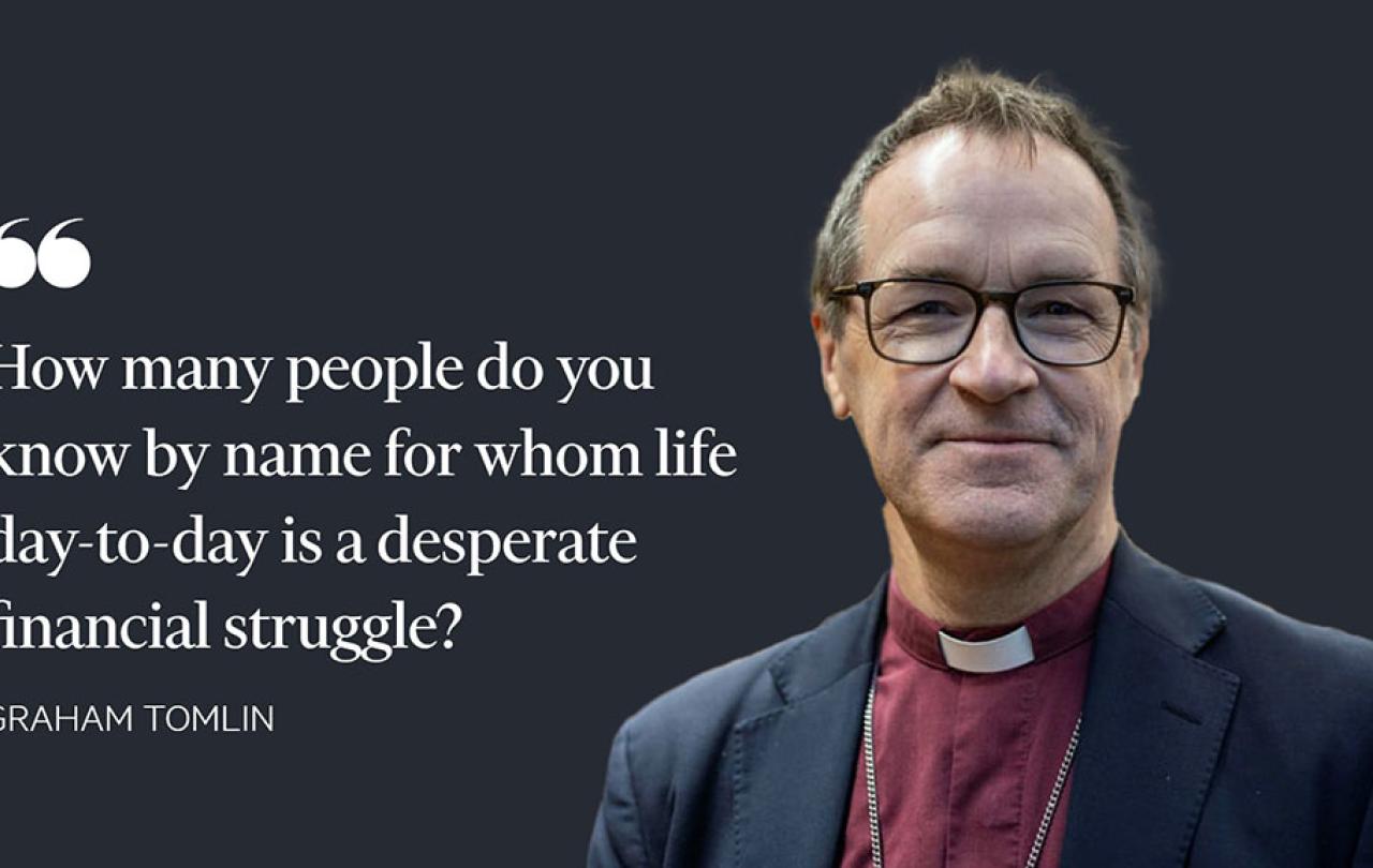 A quotation beside a head and shoulders picture of a bishop