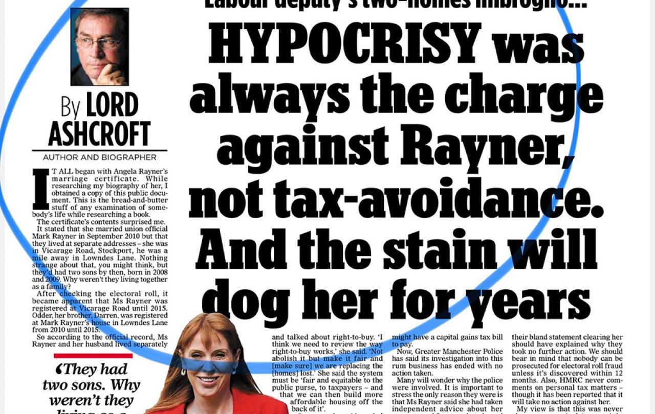 A newspaper headline, text and an image of the subject of the article.