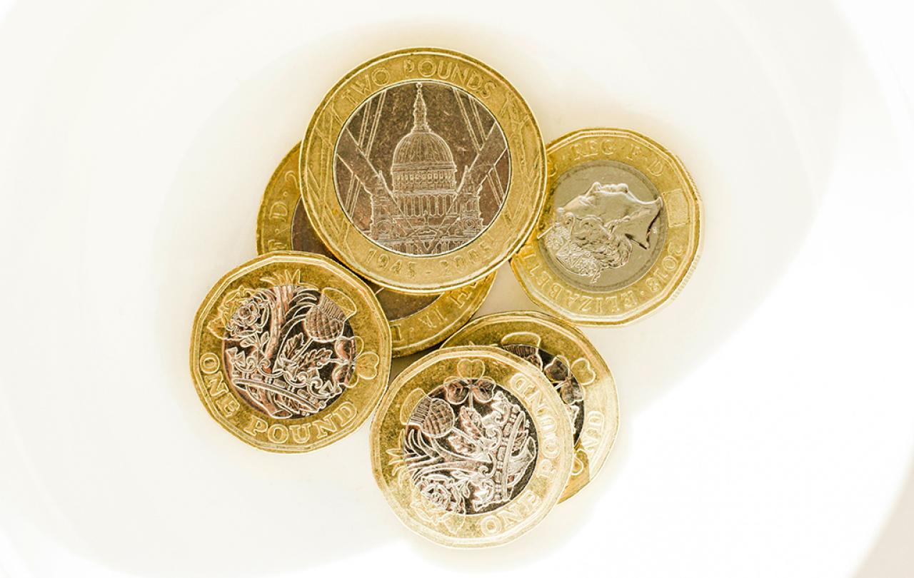 a pile of coins.