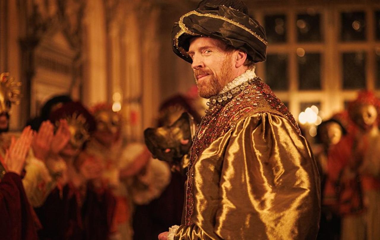 A TV production set shows Henry VIII at a masked ball.