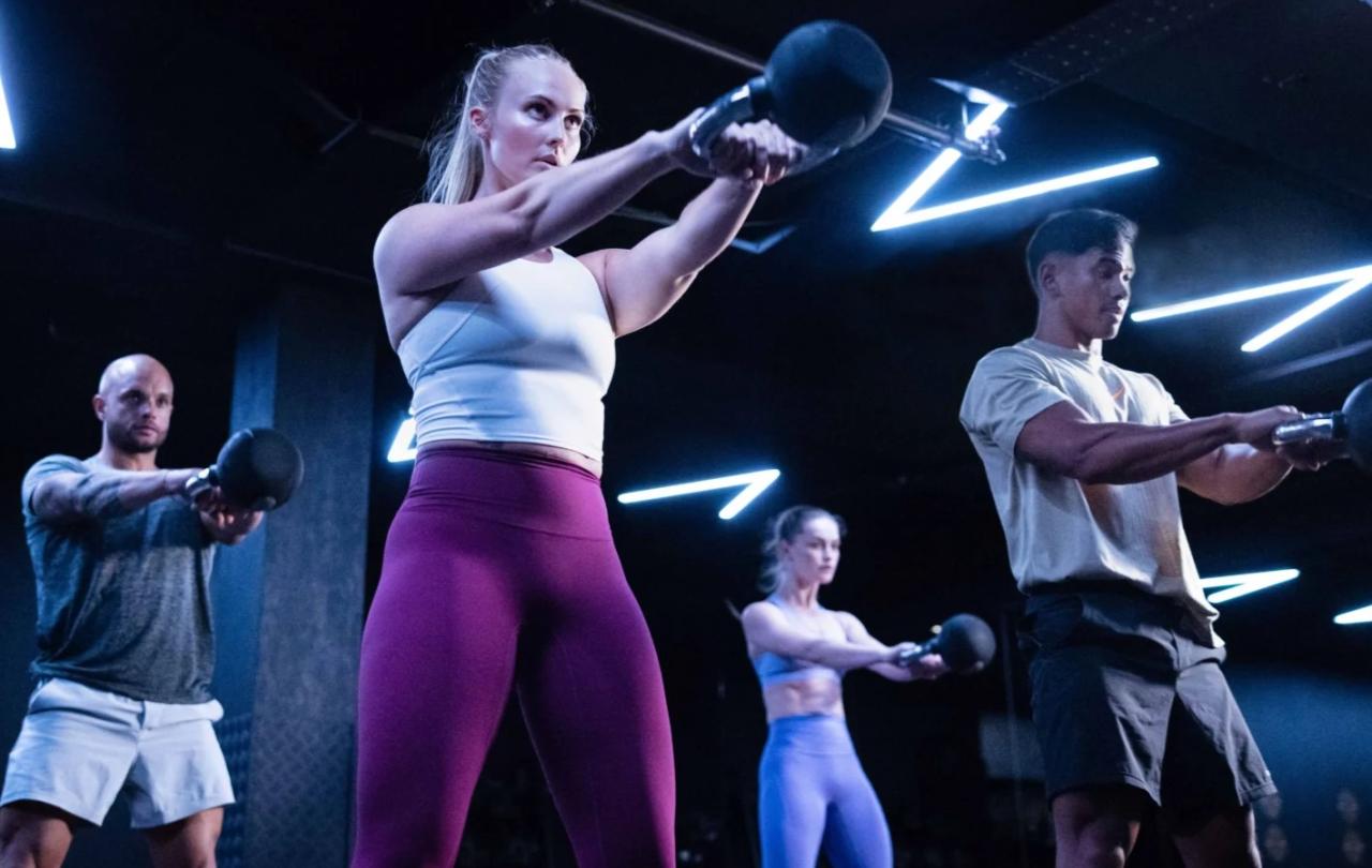 An exercise class underway in a smart gym.