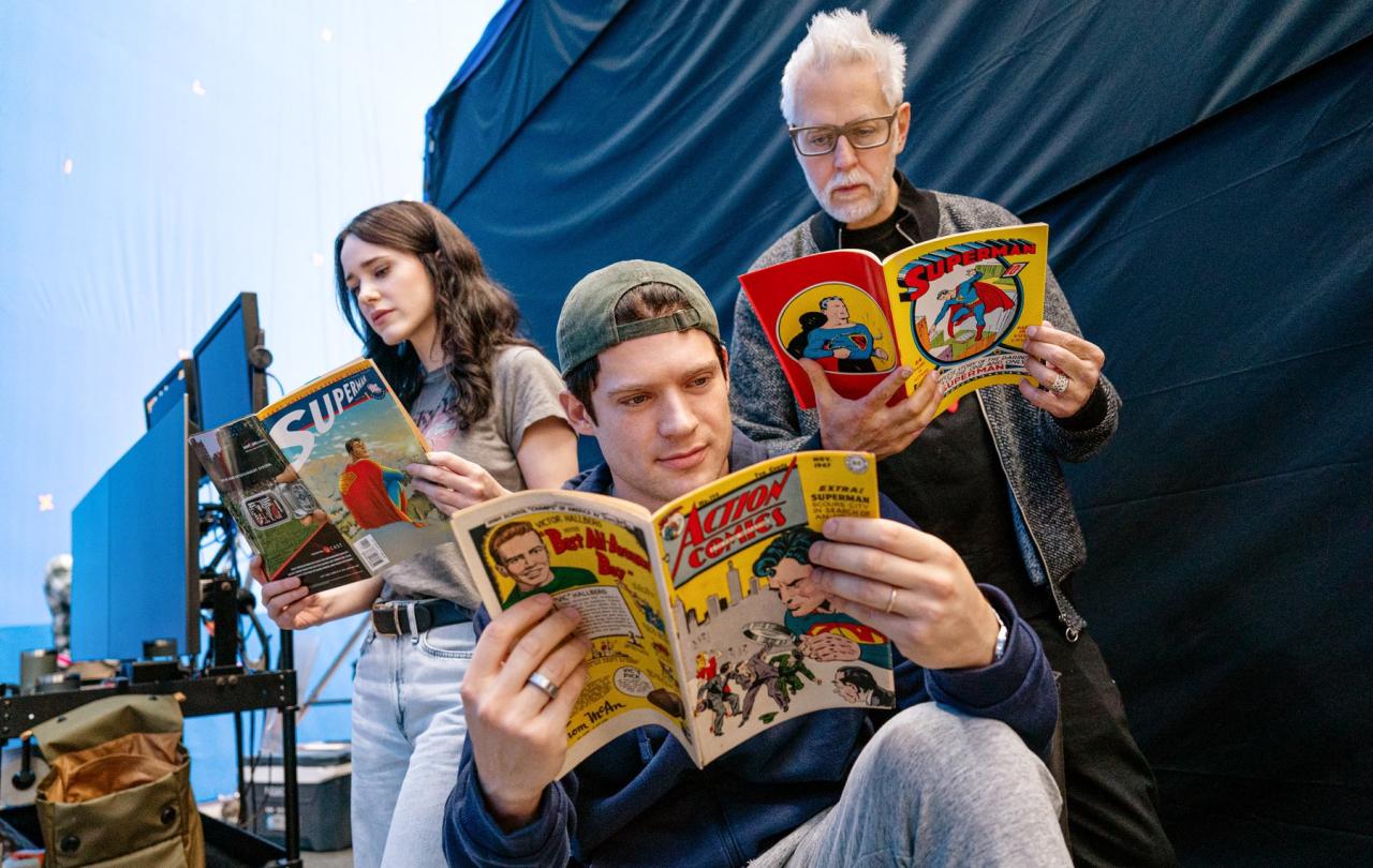 A film crew read old comics on set.