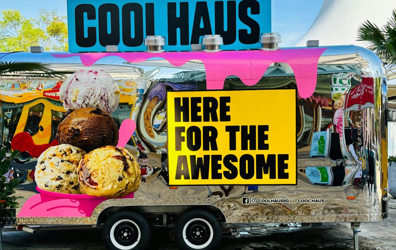 A colourful street food van