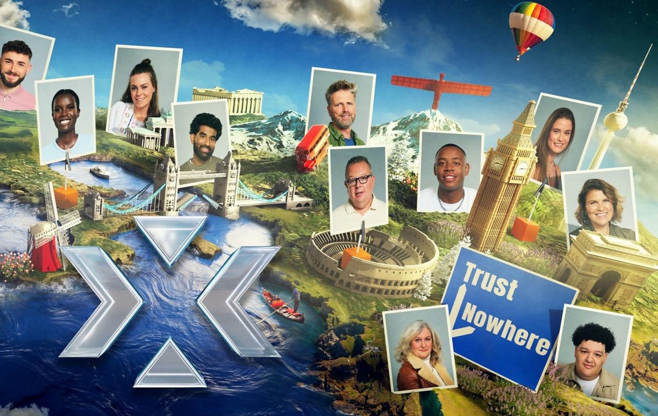 A composite images show a map of Europe with Destination X contestants pictures above.