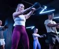 An exercise class underway in a smart gym. 