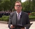 An actor reads a speech at a commemoration