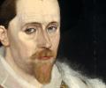 A portrait of King James VI, his eyes fix the viewer.
