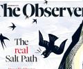 A newspaper front page shows its title and a falling sea bird