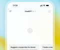 A home screen for the ChatGPT app shows its logo.