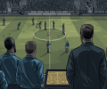 An AI image of apathetic football players being watched by dis-spirited fans.