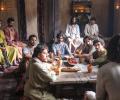 A still from The Chosen shows Jesus and the disciples around a table