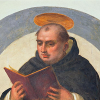 Thomas Aquinas reads.